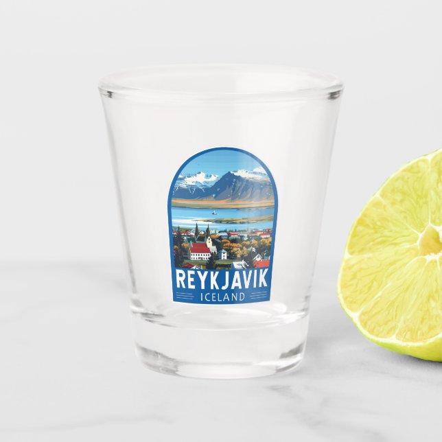 Vaso De Chupito Reykjavík Islandia Viaje al Vintage (Anverso)