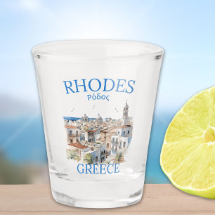 Vaso De Chupito Rhodes Greece Watercolor – Greek Island Souvenir