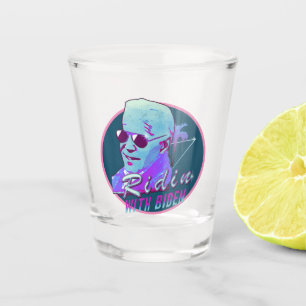 Vaso De Chupito Ridin' Con Biden Synthwave Outrun Retro Palm Tree