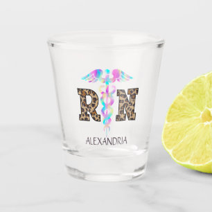 Vaso De Chupito "RN" en la impresión Leopard - Logotipo médico col