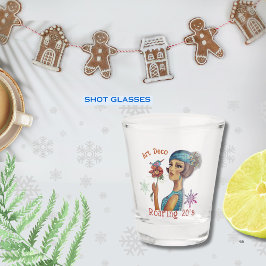 Vaso De Chupito Roaring 20's Art Deco Blue Dress