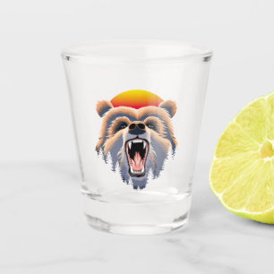 Vaso De Chupito Roaring Grizzly Bear Face