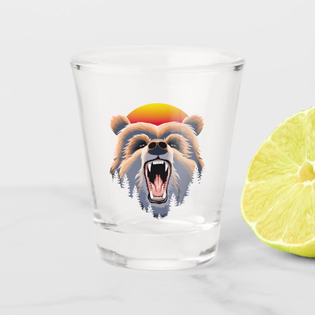 Vaso De Chupito Roaring Grizzly Bear Face (Anverso)