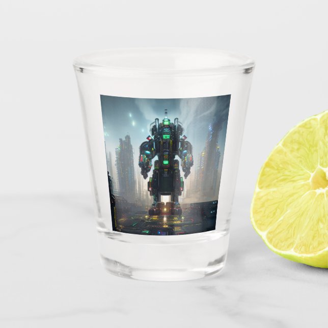Vaso De Chupito Robot 4 vidrio de disparo (Anverso)