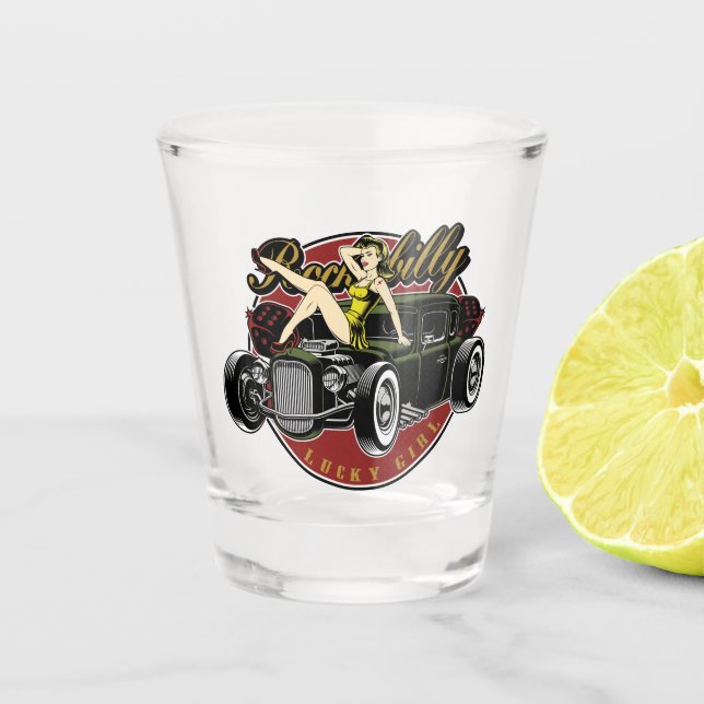 Vaso De Chupito Rockabilly Design Shot glass (Anverso)