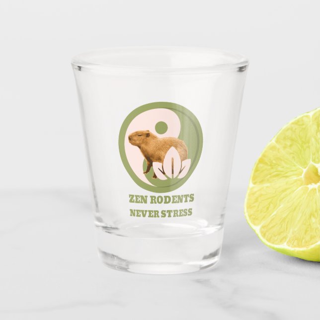 Vaso De Chupito Roedores Zen Nunca Estrés Humor de Capybara (Anverso)