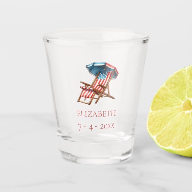 Vaso De Chupito Rojo blanco y azul 4 de julio Presidente de la pla (Anverso)