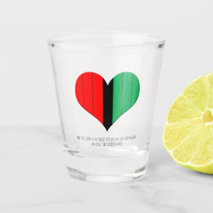Vaso De Chupito Rojo negro y verde a rayas corazón feliz Kwanzaa