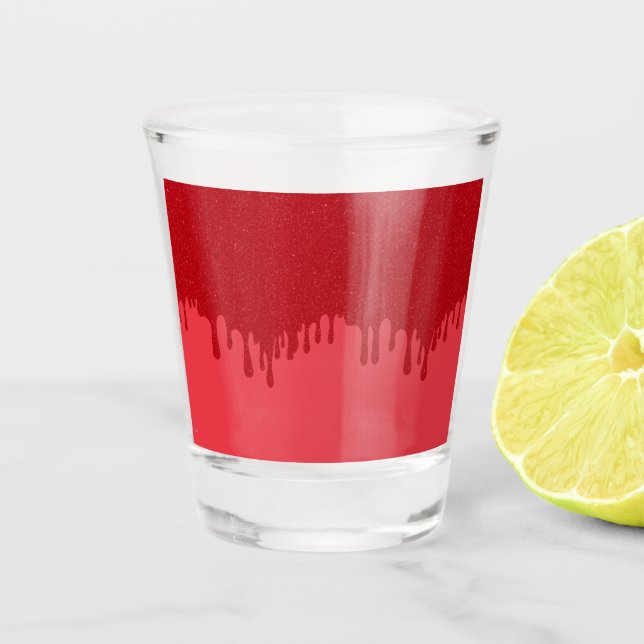 Vaso de chupito rojo tomate goteante personalizado (Anverso)