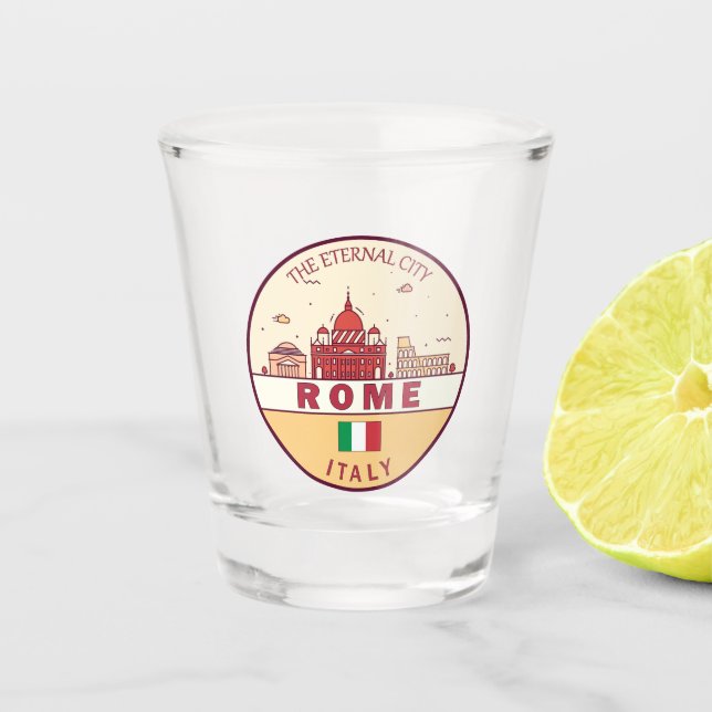 Vaso De Chupito Roma Italia City Skyline Emblem (Anverso)