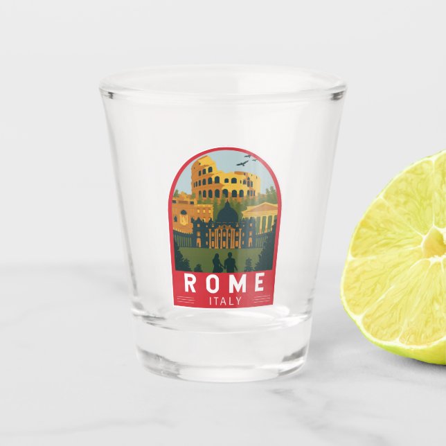 Vaso De Chupito Roma Italia Viaje Retro Emblem (Anverso)