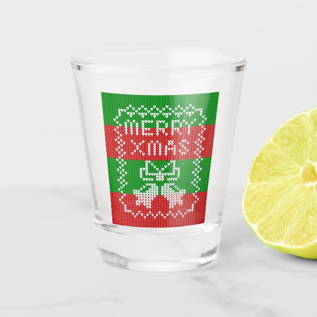 Vaso De Chupito Ropa de jingle de patrón de suéter feo Hilo de nav (Anverso)