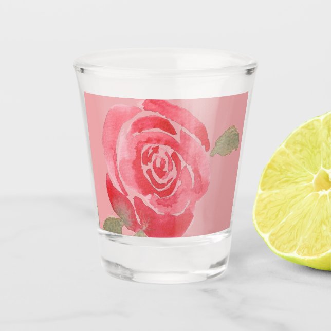 Vaso De Chupito Rosa acuarela (Anverso)