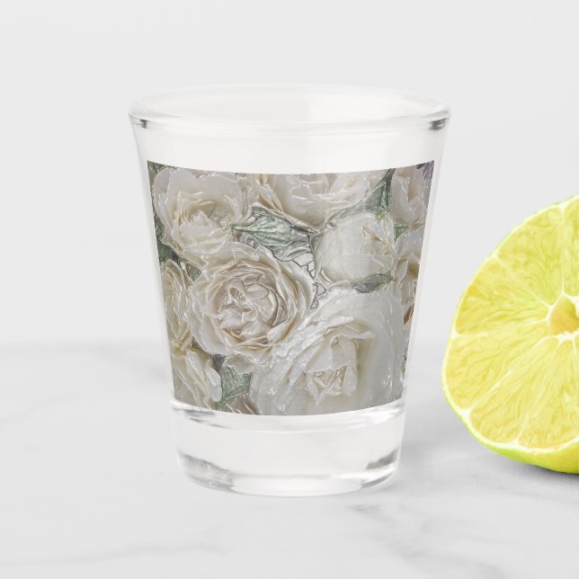 Vaso De Chupito Rosa clásico blanco (Anverso)