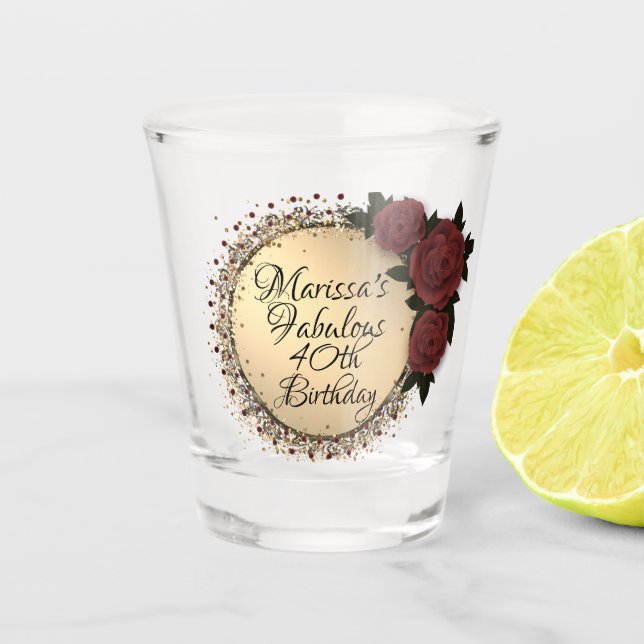 Vaso De Chupito Rosa de moda Fabuloso 40 cumpleaños personalizado (Anverso)