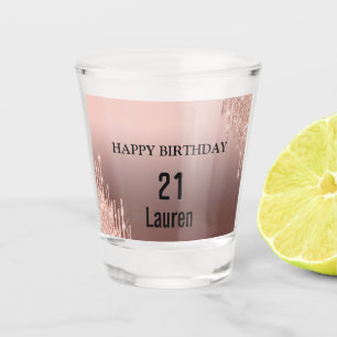 Vaso De Chupito Rosa de moda Oro rosado goteo metálico 21º cumplea