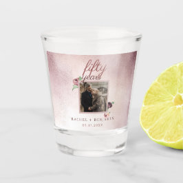 Vaso De Chupito rosa de oro de 50 años de Boda  Purpurina