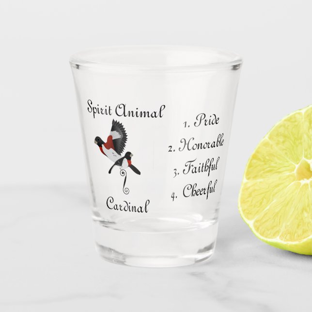 Vaso De Chupito Rosa Espíritu de pájaro Grosbeak (Anverso)