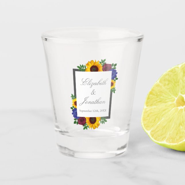 Vaso De Chupito Rosa Girasol Floral Boda (Anverso)