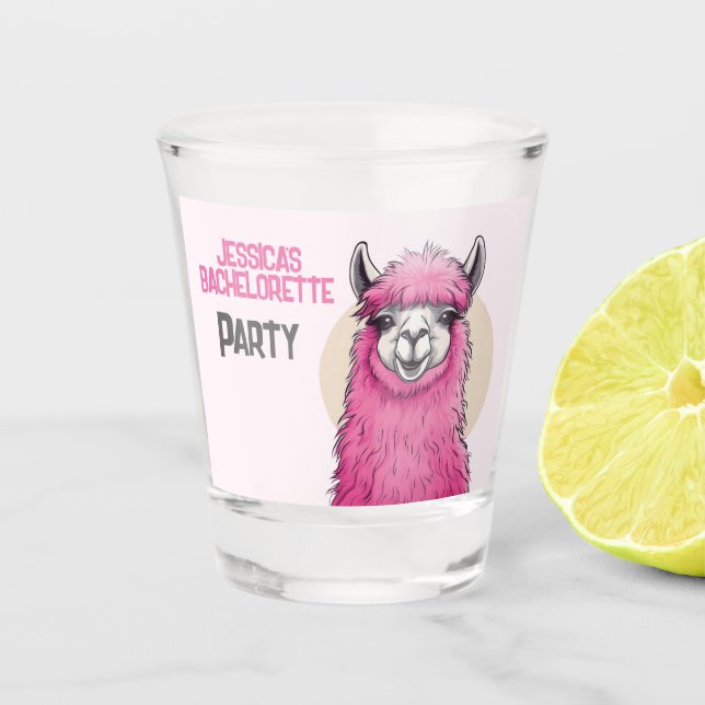 Vaso De Chupito Rosa Happy Sonriendo Lama Bachelorette (Anverso)