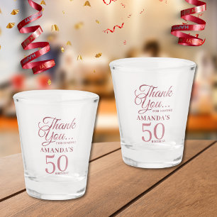 Vaso De Chupito Rosa Oro 50° Fiesta de Cumpleaños Gracias Favores