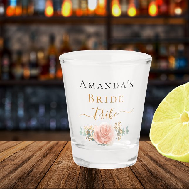 Vaso De Chupito Rosa oro floral novia tribu fiesta de soltera (Subido por el creador)