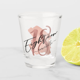 Vaso De Chupito Rosa Relieve metalizado Faux Gold 18 cumpleaños