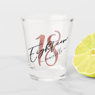 Vaso De Chupito Rosa Relieve metalizado Faux Gold 18 cumpleaños