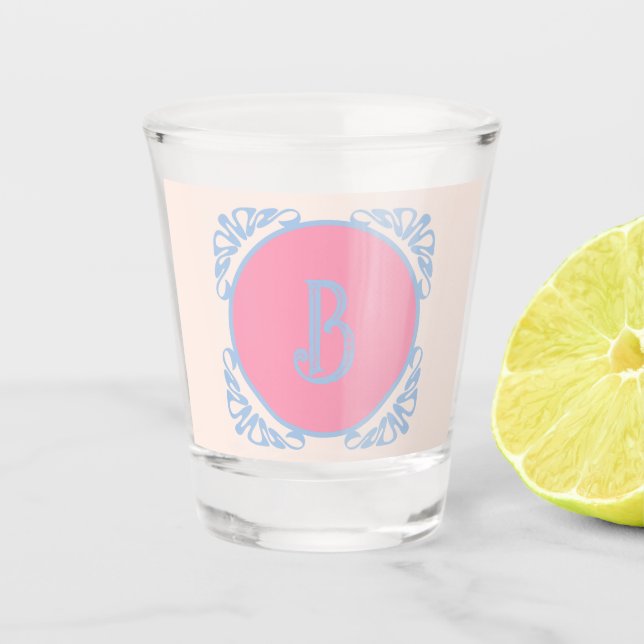 Vaso De Chupito Rosa y azul personalizados (Anverso)