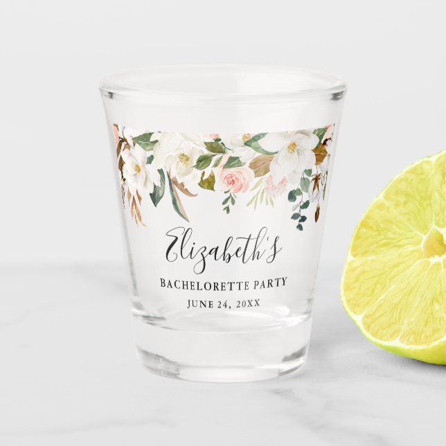 Vaso De Chupito Rosas acuarelas Magnolias Bachelorette (Anverso)