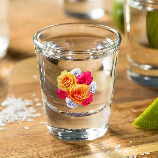 Vaso De Chupito Rosas en floración personalizada Motif Shot Glass (Subido por el creador)