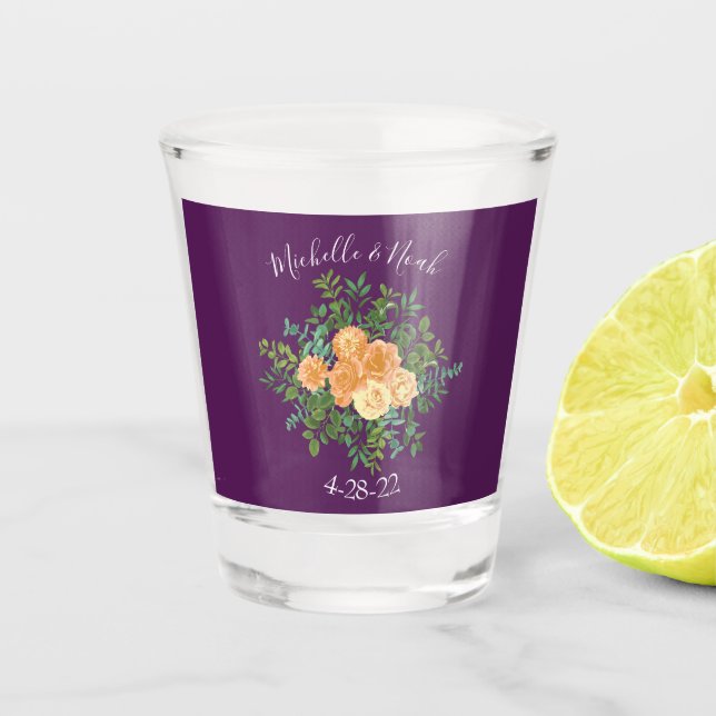 Vaso De Chupito Rosas Florales Bodas Purple Peach (Anverso)