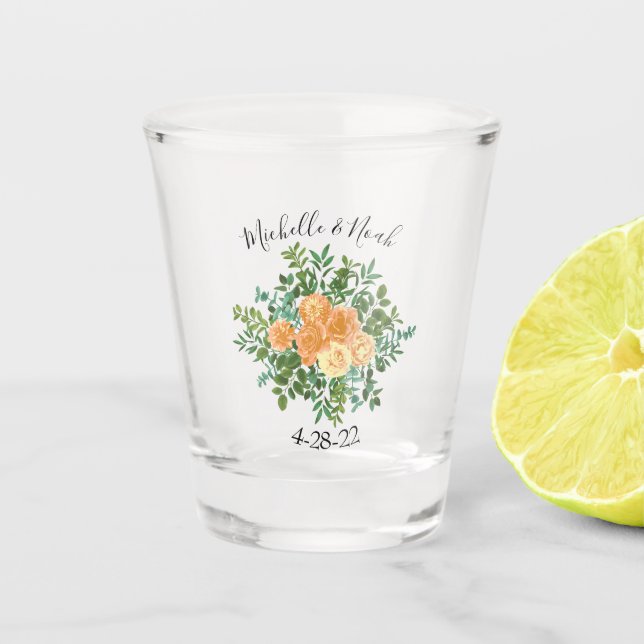Vaso De Chupito Rosas Florales Clásicos Bodas Peach (Anverso)
