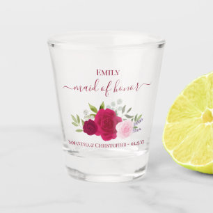 Vaso De Chupito Rosas Magenta y Rosadas Elegante Dama de Honor Bod