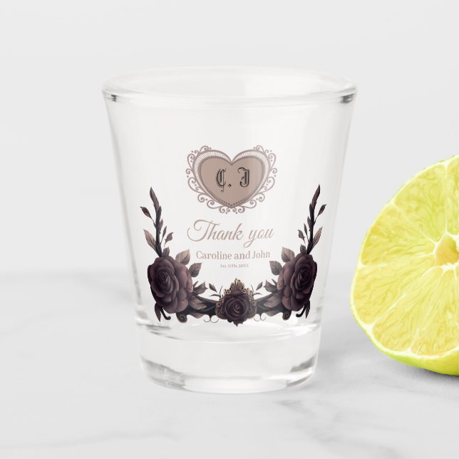 Vaso De Chupito Rosas románticos vintage. (Anverso)