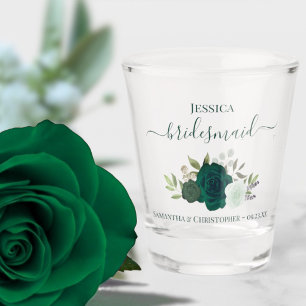 Vaso De Chupito Rosas verdes esmeraldas Boda elegante de dama de h