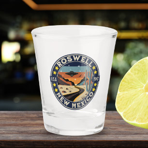 Vaso De Chupito Roswell New Mexico Nostalgic UFO Backdrop