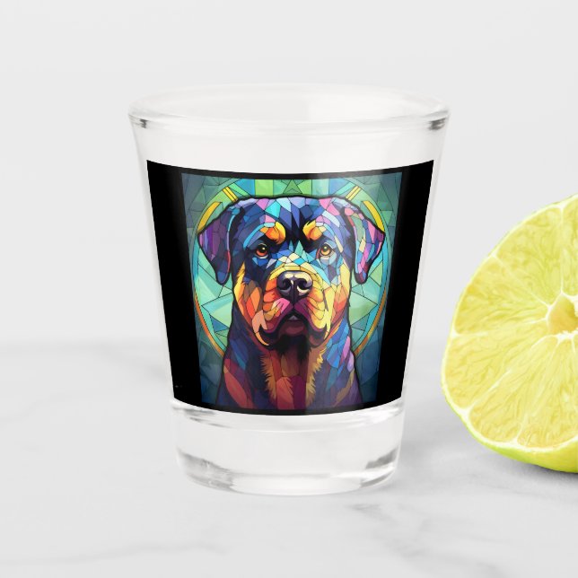 Vaso De Chupito Rottweiler de Vidrio Teñido (Anverso)