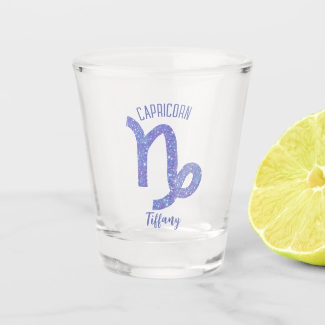 Vaso De Chupito Rótulo Astrológico Cute Capricorn Personalizado Pu (Anverso)