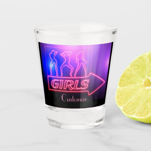 Vaso De Chupito Rótulo de Chicas rosados neón Thunder_Cove (Anverso)