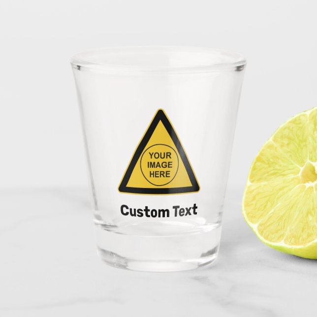 Vaso De Chupito Rótulo de triángulo de advertencia de personalizad (Anverso)