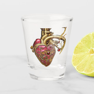 Vaso De Chupito Rubinas y engranajes anatómicos del corazón de vap