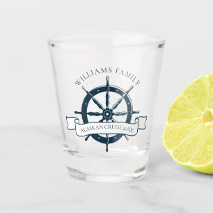 Vaso De Chupito Rueda náutica vintage de crucero personalizado Fam