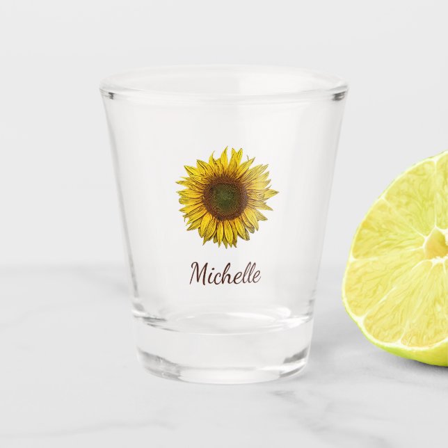 Vaso De Chupito Rustic Sunflower Boho Floral Cute Girly  (Anverso)