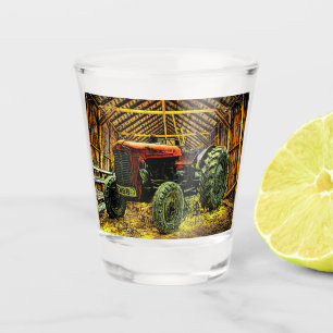 Vaso De Chupito Rústico bar del tractor rojo antiguo