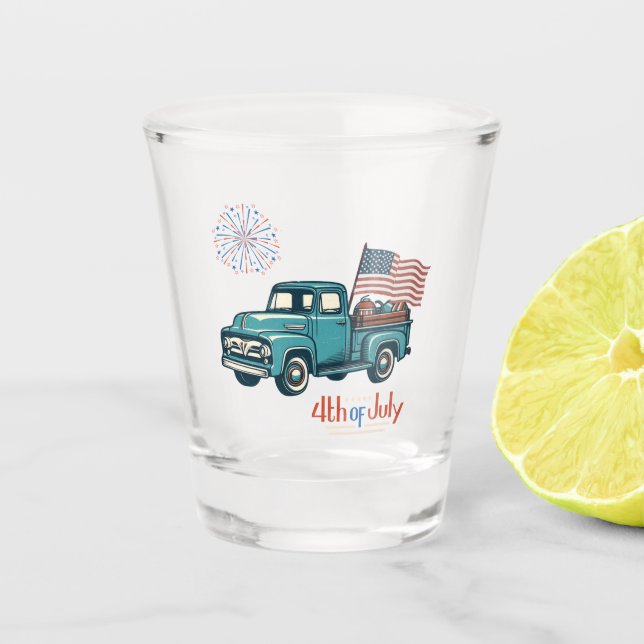 Vaso De Chupito Rústico/vintage 4 de julio (Anverso)