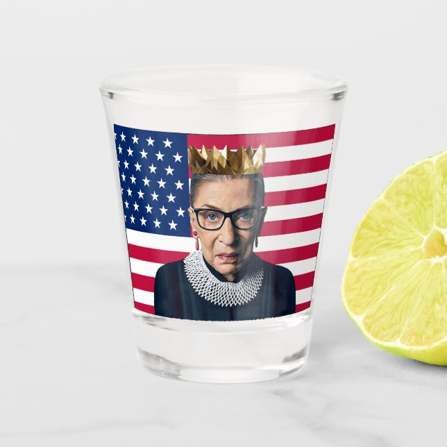 Vaso De Chupito Ruth Bader Ginsburg Gold Crown USA Flag (Anverso)