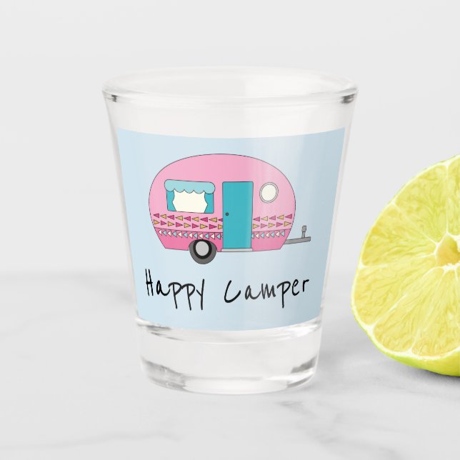 Vaso De Chupito RV Rosa Feliz Camper (Anverso)