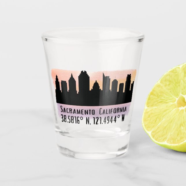 Vaso De Chupito Sacramento CA City Skyline (Anverso)