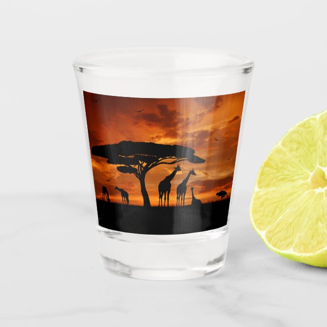 Vaso De Chupito Safari africano al atardecer (Anverso)